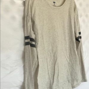 Cream top with sports stripes